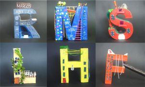 Collage Buchstabenhäuser