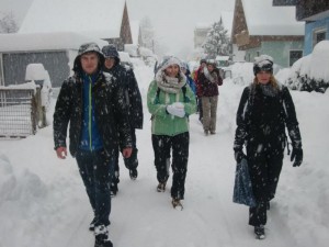 Schüler und Schnee