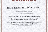 Bolyai 2020 - Urkunde